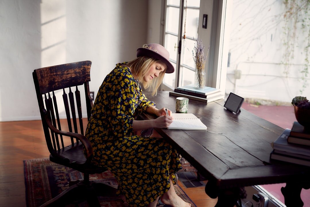 writer at desk creating characters